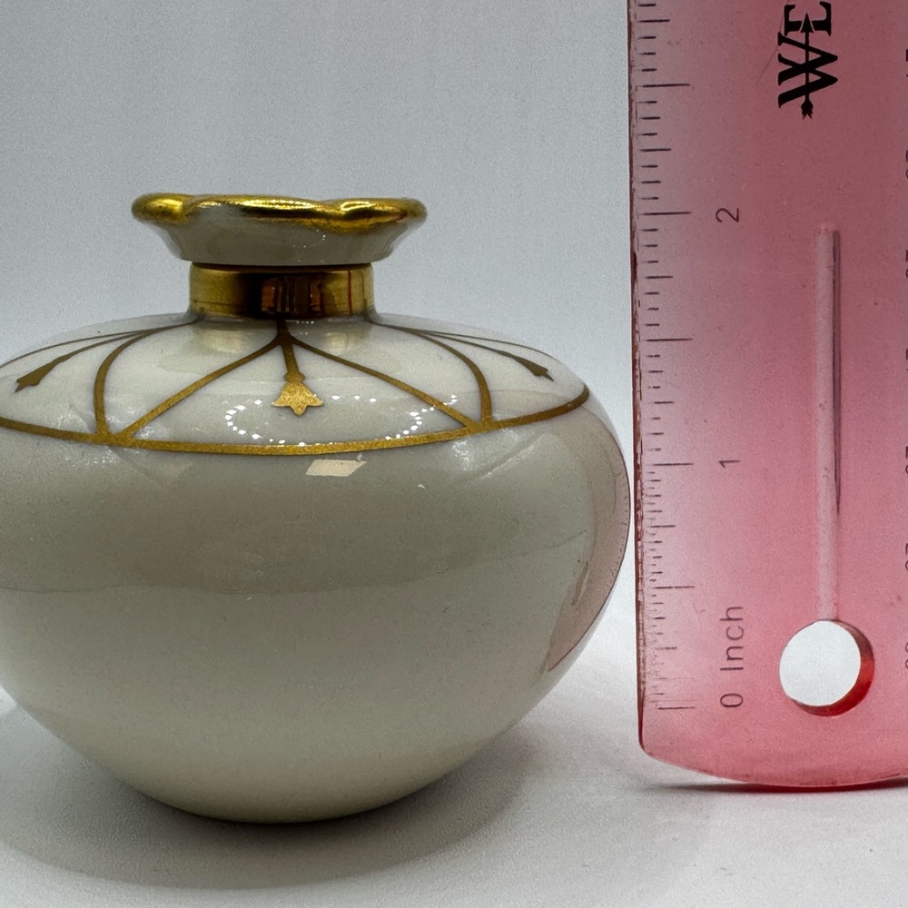 Vintage Lenox Art Deco Style Porcelain Perfume Ivory Gold Trim 2.5” Rare HTF - Picture 10 of 11